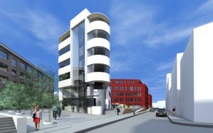 Nieuwbouw hotel, kantoren Zuidpoort Mechelen, project huisvesting en kantoorgebouw SVR-ARCHITECTS