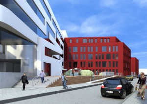 Nieuwbouw hotel, kantoren Zuidpoort Mechelen, project huisvesting en kantoorgebouw SVR-ARCHITECTS