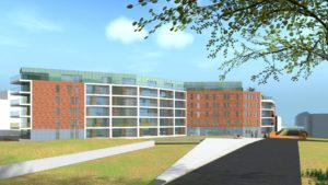 Logements résidentiels « Eiland en Feestzaal », parking souterrain, architecture du paysage