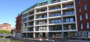 Logements résidentiels « Eiland en Feestzaal », parking souterrain, architecture du paysage