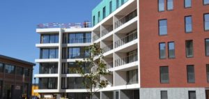 Logements résidentiels « Eiland en Feestzaal », parking souterrain, architecture du paysage