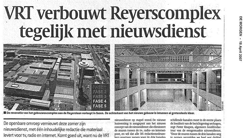 VRT verbouwt Reyerscomplex tegelijk met nieuwsdienst
