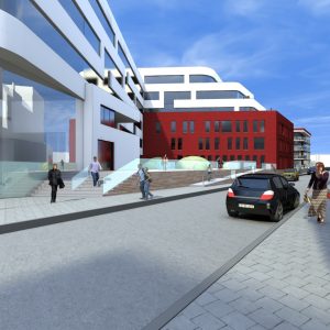 Nieuwbouw hotel, kantoren Zuidpoort Mechelen, project huisvesting en kantoorgebouw SVR-ARCHITECTS